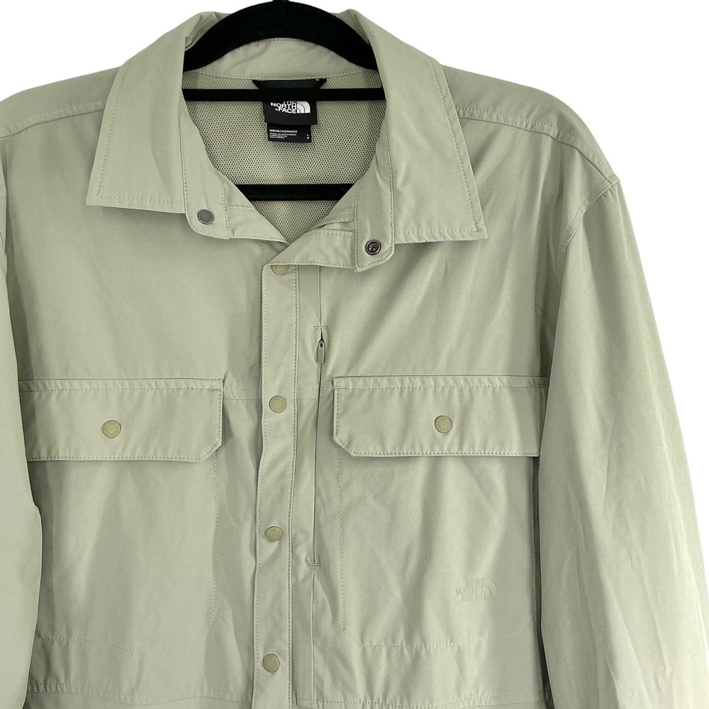 The‎ North Face Sniktau Sun Shirt Men's Large Green Snap Hiking UPF 40